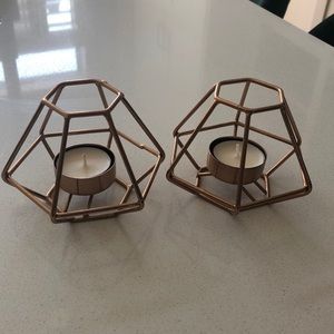 geometric rose gold tea light candle holder metal